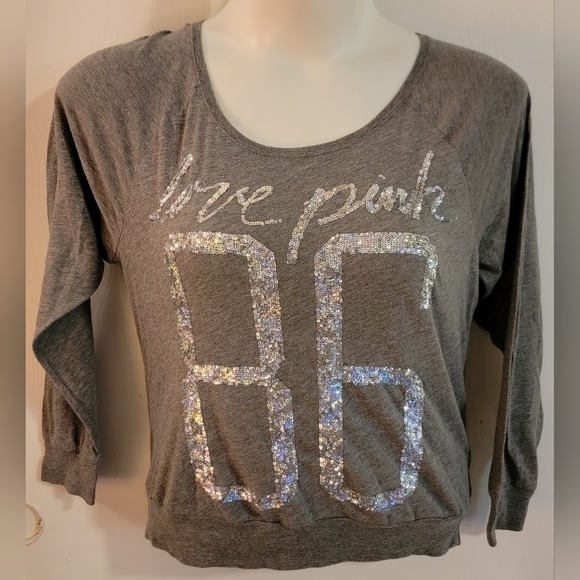 PINK Victoria's Secret Tops - Pink VS Bling 86 Sequin Lightweight Long Sleeved Tee